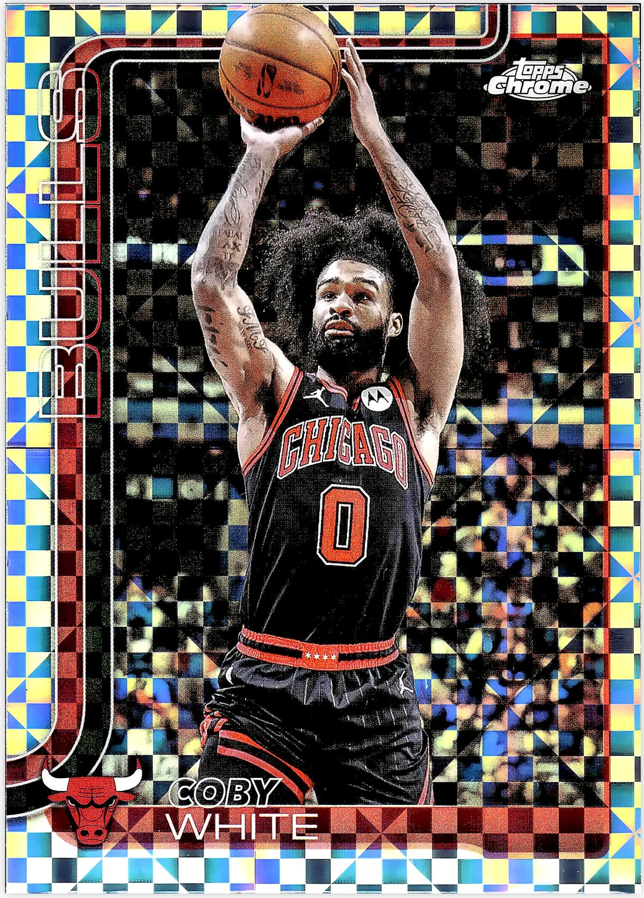 Coby White 2025-26 Topps Chrome #80 X-Fractor basketball card - Front
