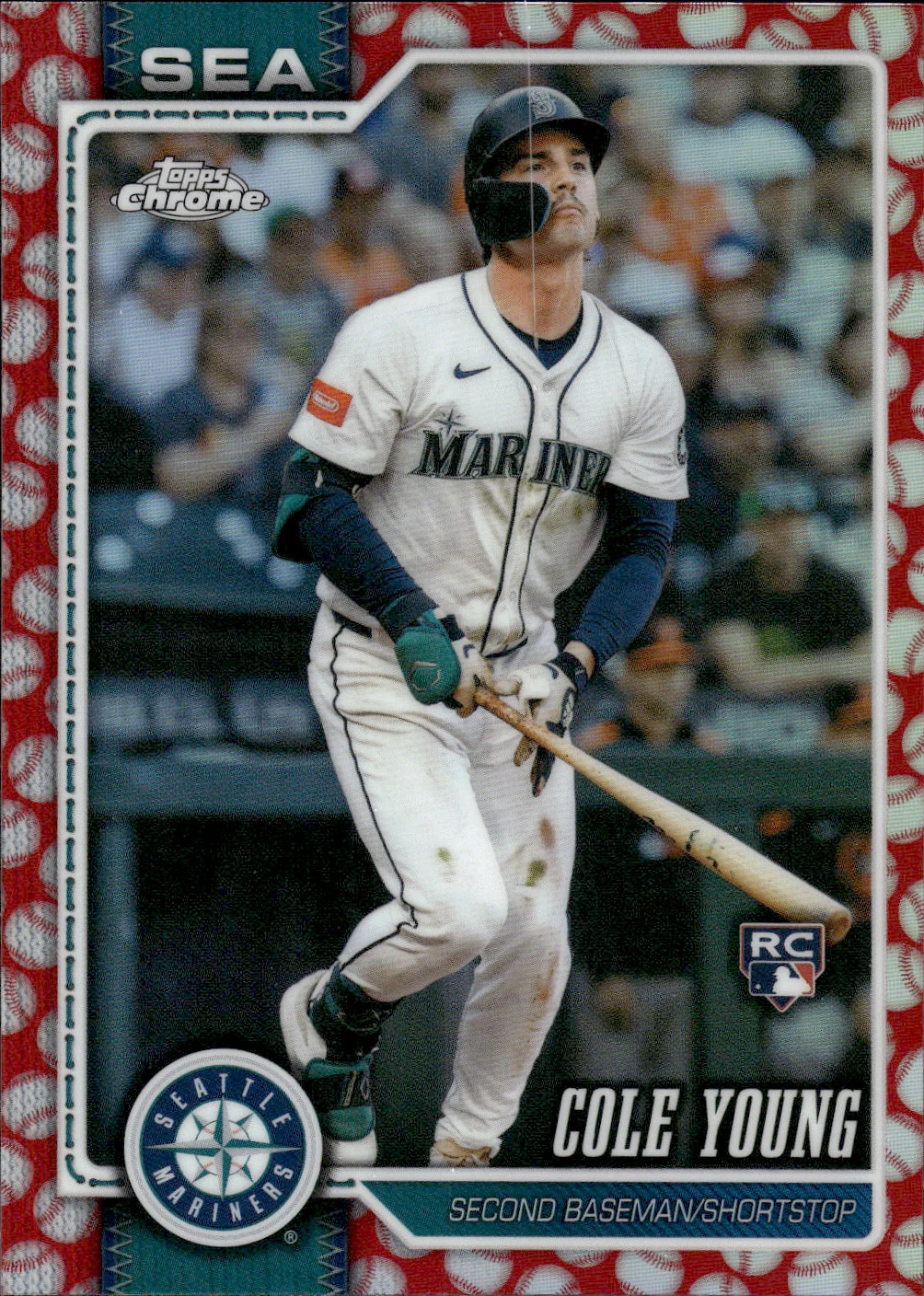 Cole Young #23 Rookie Card 2026 Topps Chrome Baseball Seams Refractor front