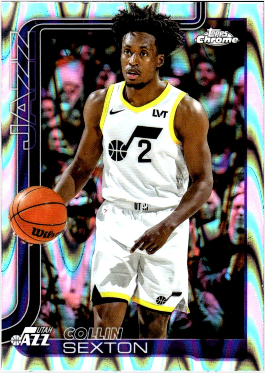 Collin Sexton 2025-26 Topps Chrome #210 RayWave Refractor basketball card - Front
