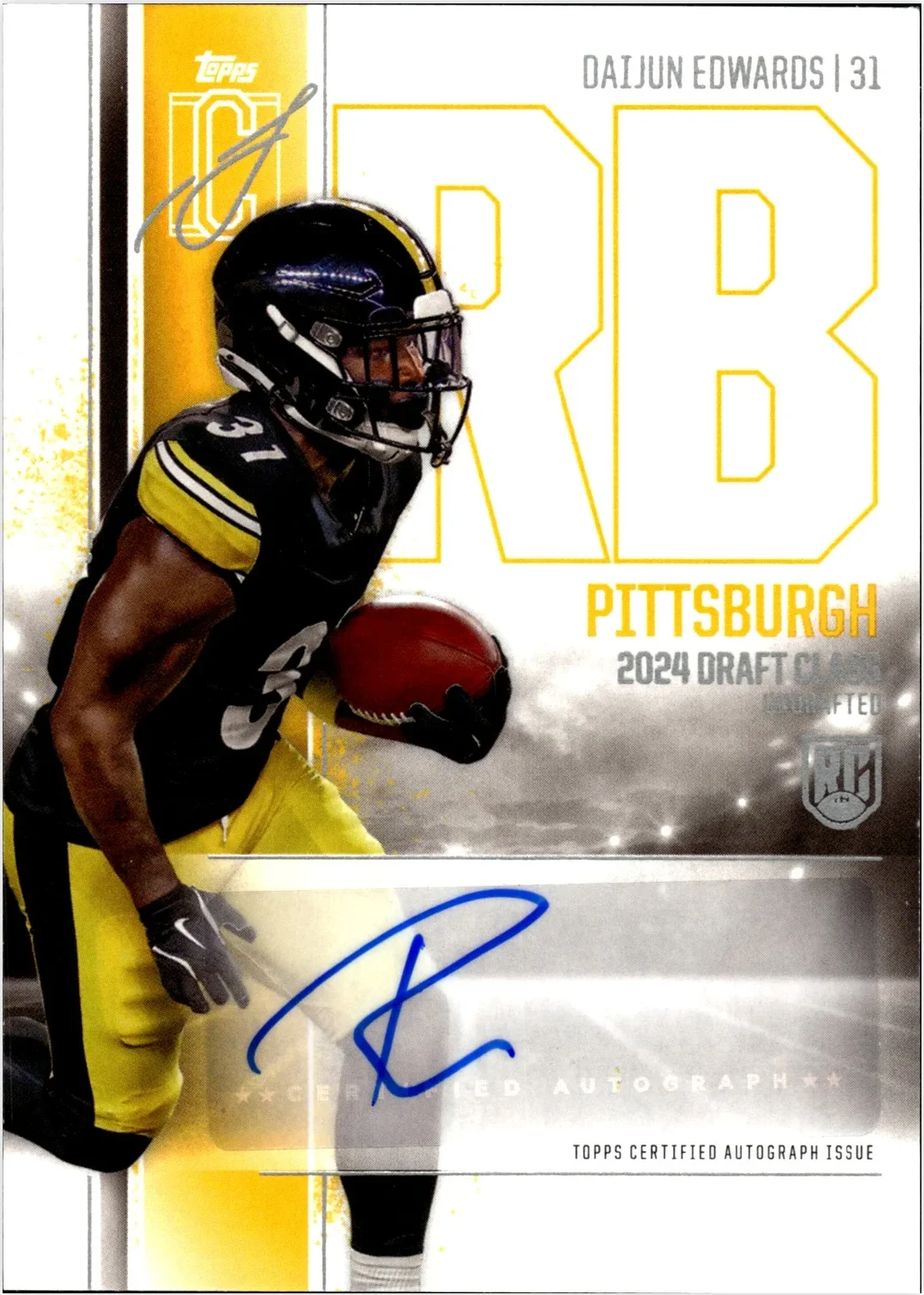 Daijun Edwards 2024 Topps Signature Class #RCA-DE Rookie Class Auto Variation football card - Front