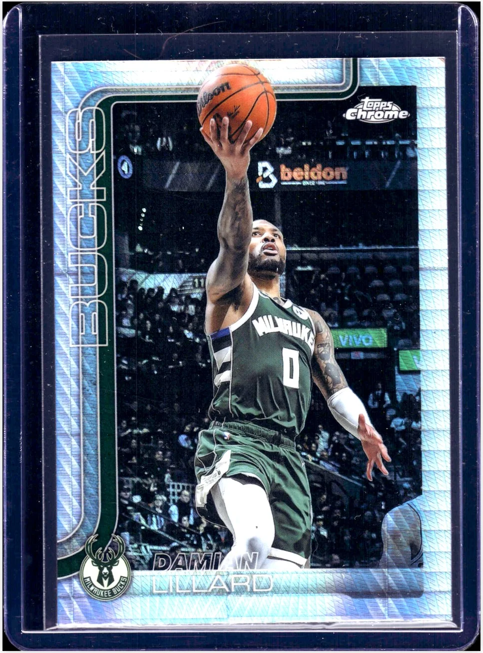 Damian Lillard 2025-26 Topps Chrome #153 Prism Refractor basketball card - Front