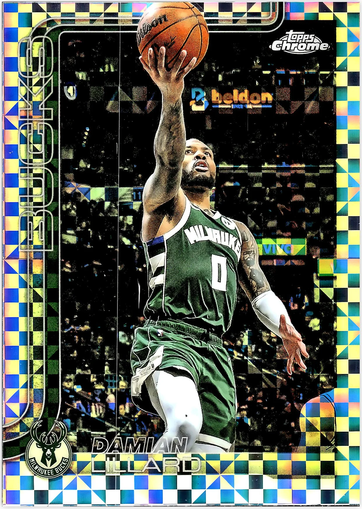 Damian Lillard 2025-26 Topps Chrome #153 X-Fractor basketball card - Front