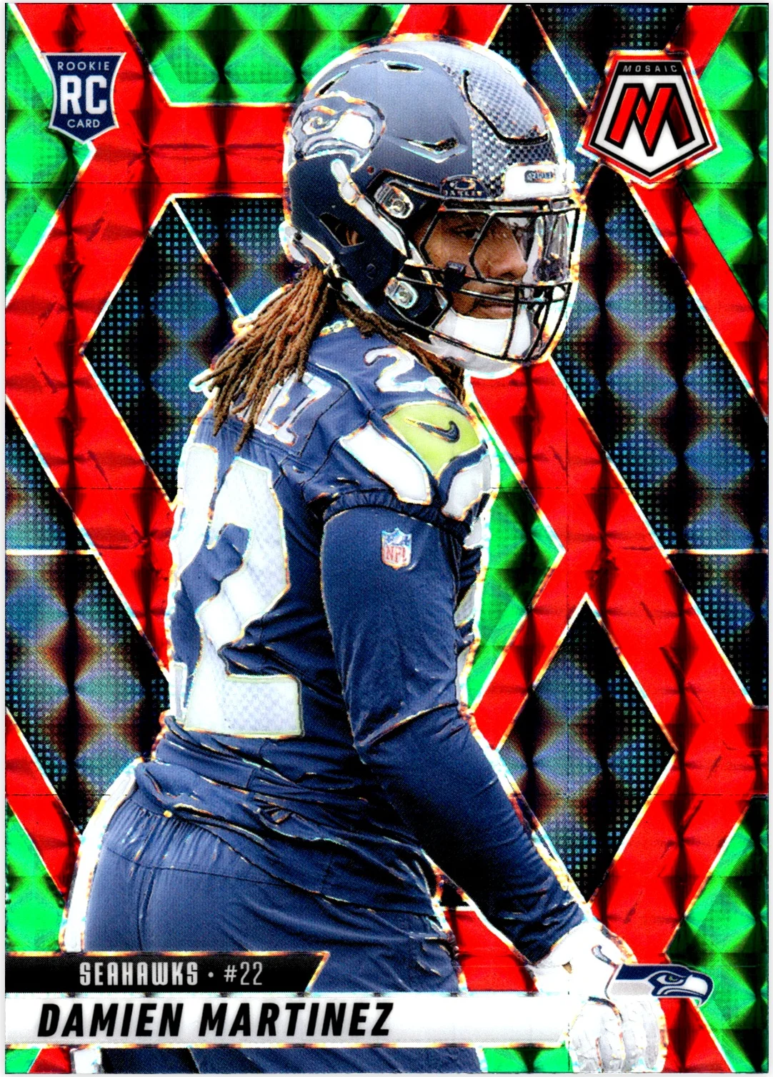 Damien Martinez Rookie Card 2025 Panini Mosaic #360 Mosaic Red and Green football rookie card - Front