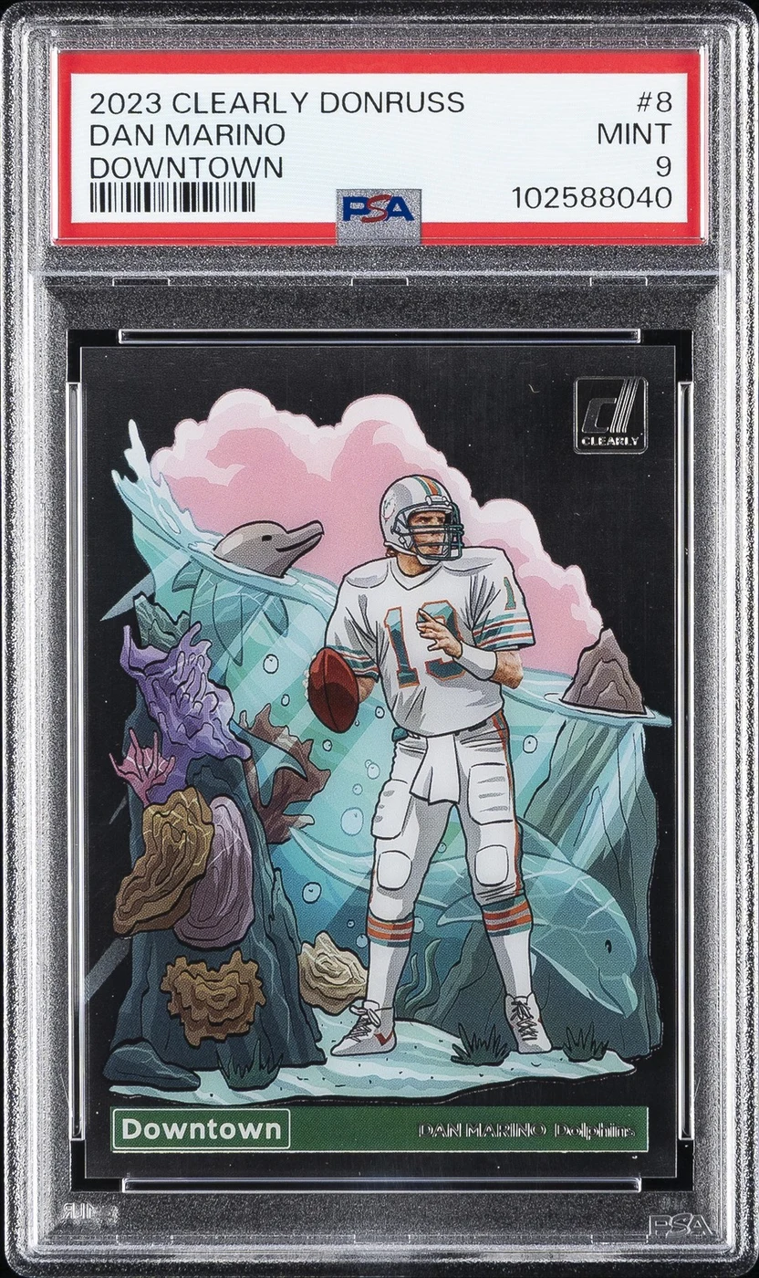 Dan Marino #8 2023 Clearly Donruss Football Downtown PSA 9 front