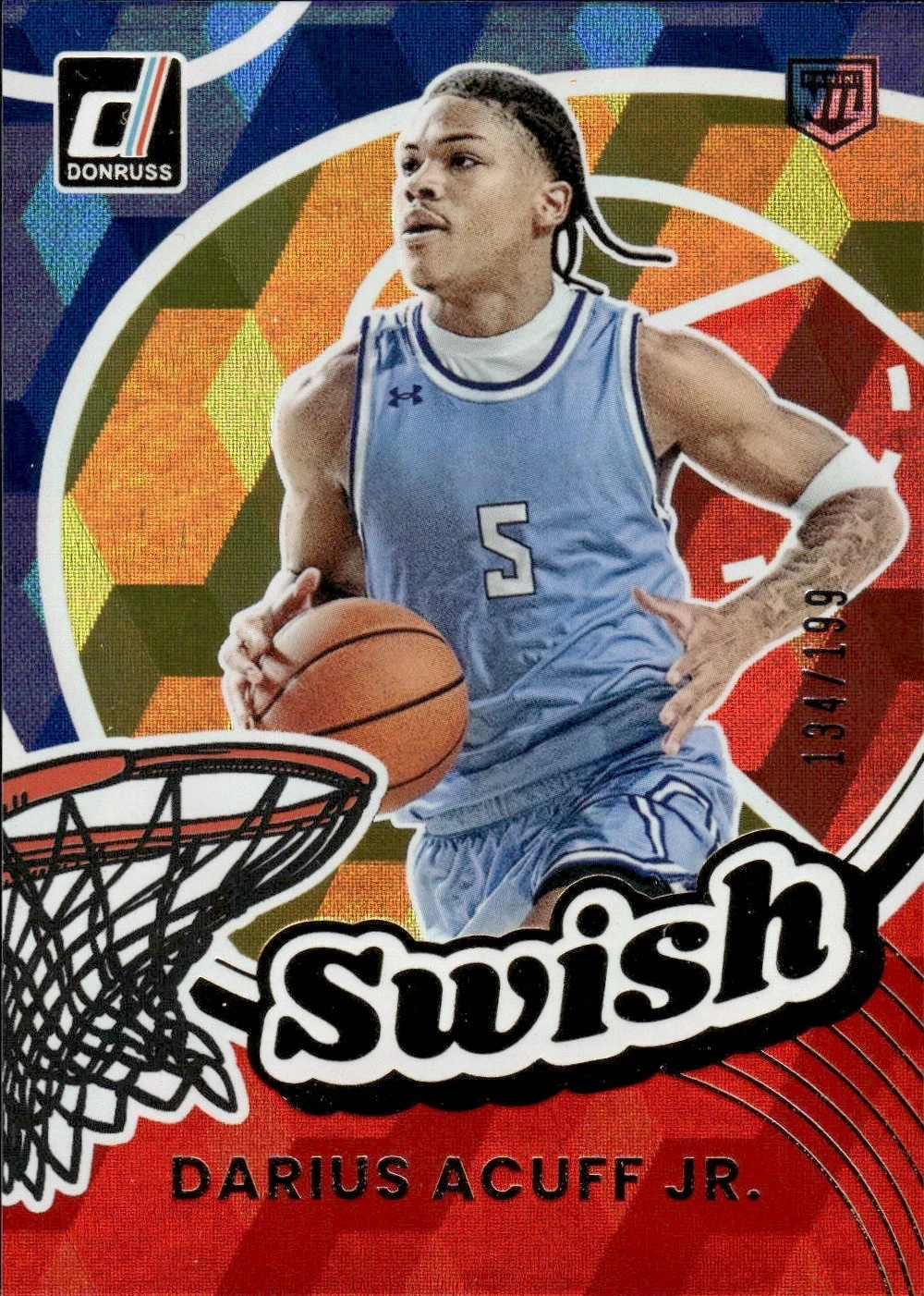 Darius Acuff Jr. #3 2025 Donruss Basketball Swish Red Cubic front