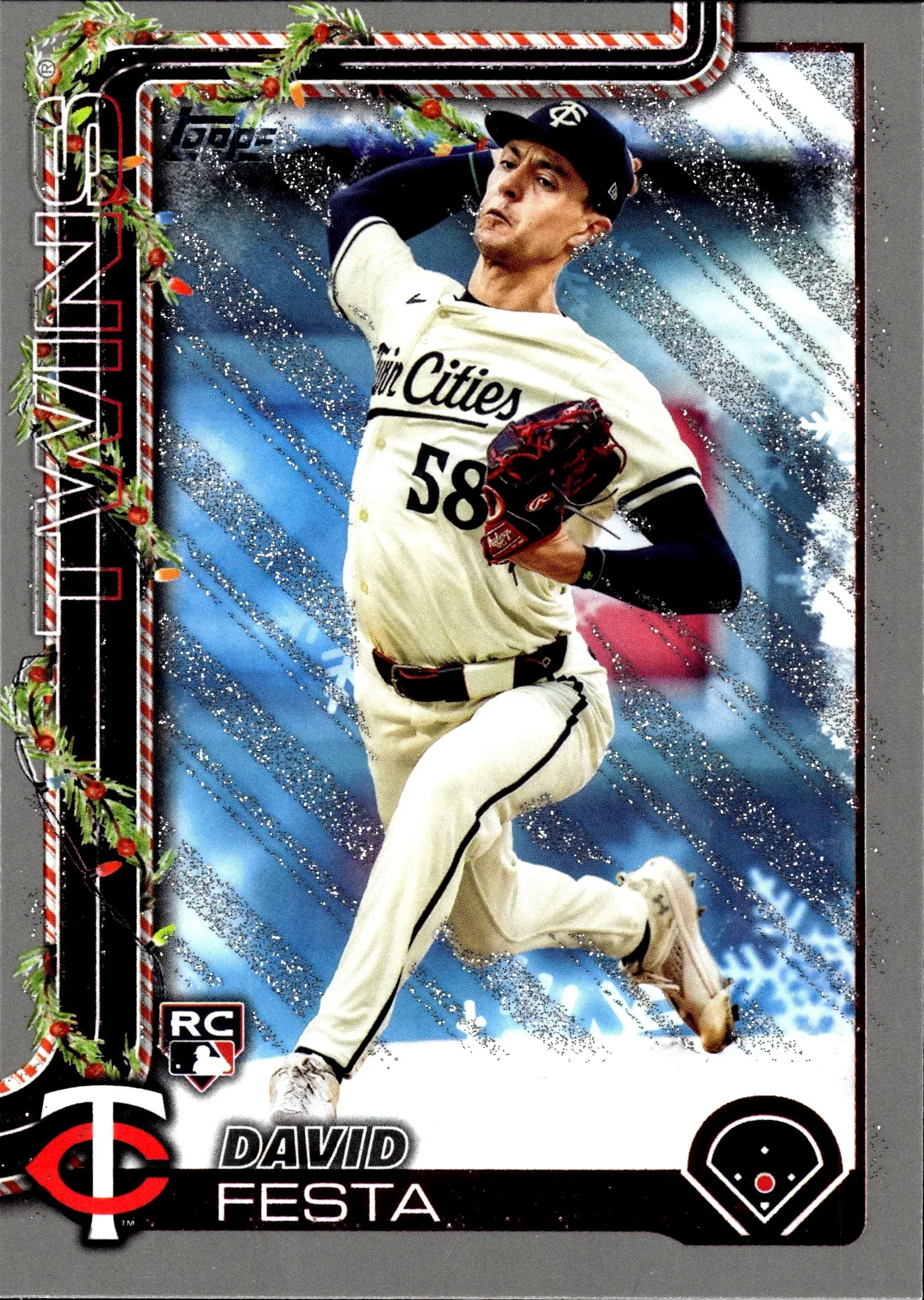 David Festa 2025 Topps Holiday #H78 Silver Glitter Holiday baseball rookie card - Front