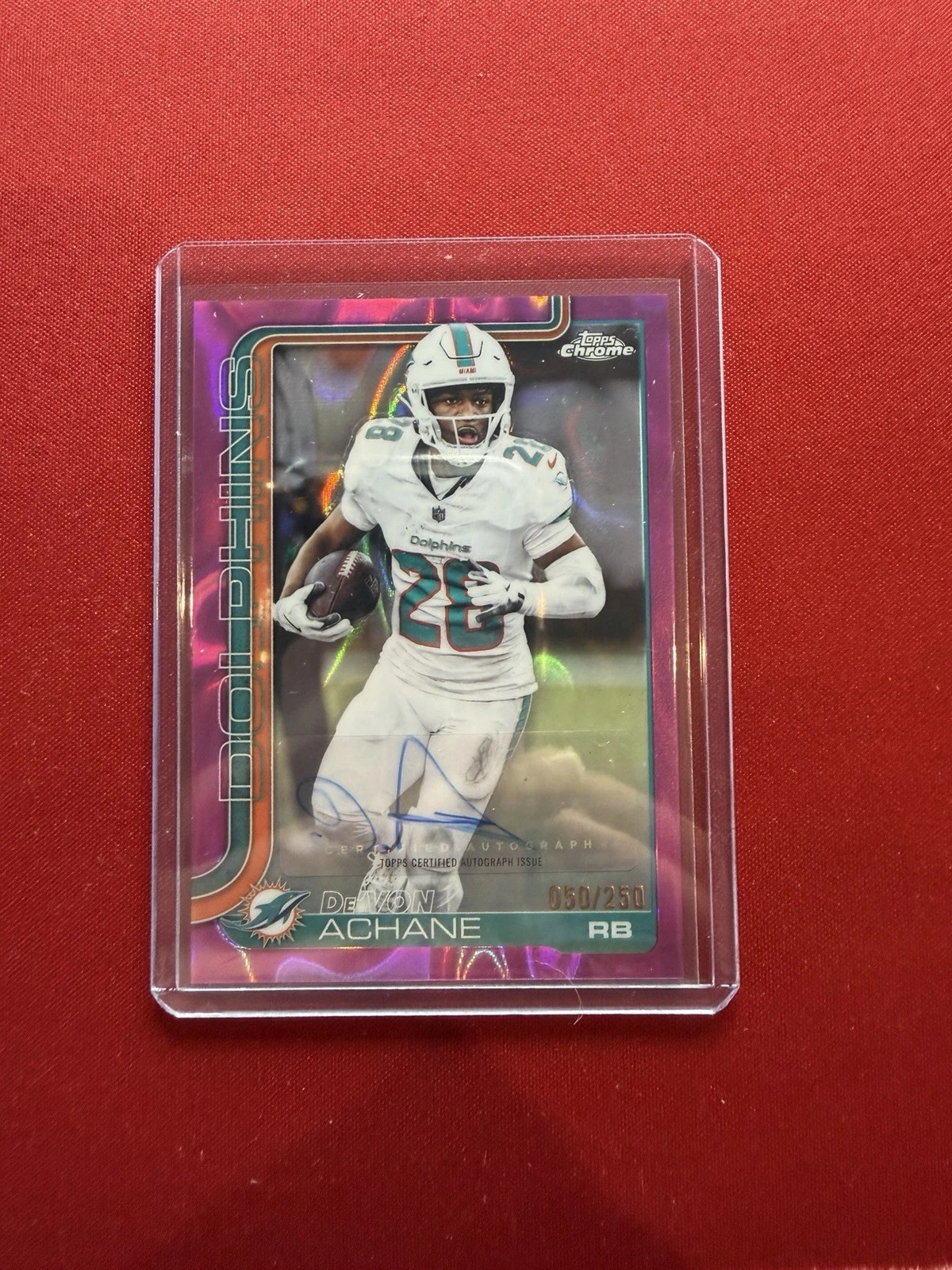 De’Von Achane 2025 Topps Chrome Football card