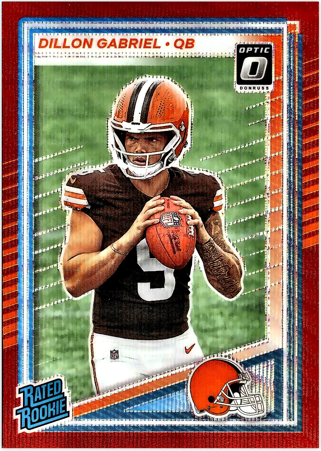 Dillon Gabriel 2025 Donruss #316 Optic Rated Rookies Preview Red Wave football rookie card - Front