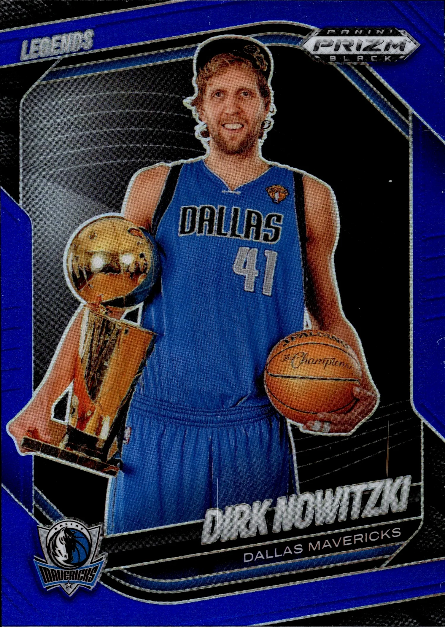 Dirk Nowitzki 2024-25 Panini Prizm Black #253 Blue basketball card - Front