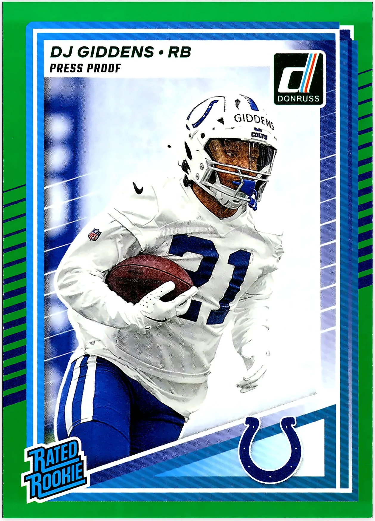 DJ Giddens Rookie Card 2025 Donruss #364 Press Proofs Green football rookie card - Front