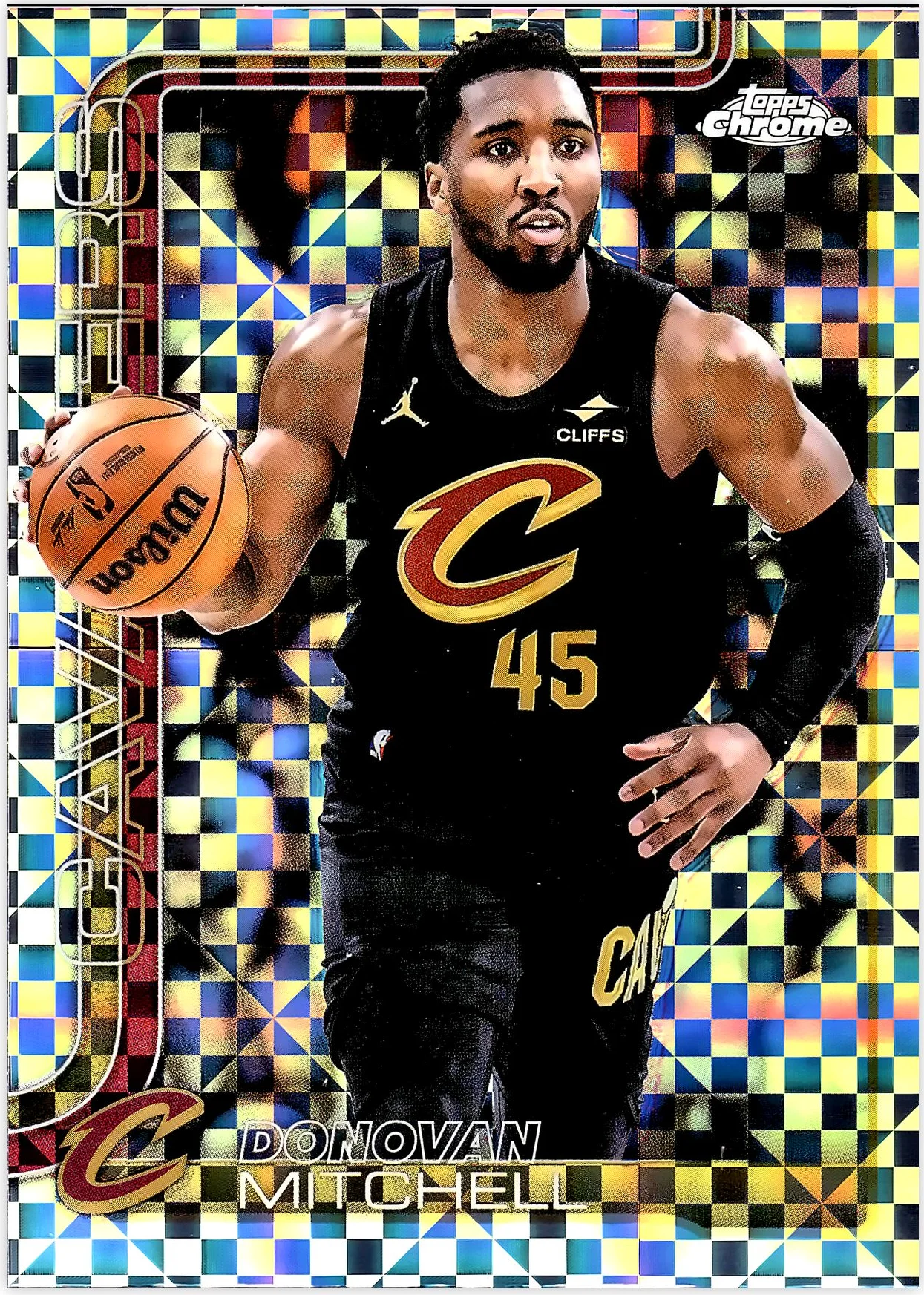 Donovan Mitchell 2025-26 Topps Chrome #69 X-Fractor basketball card - Front