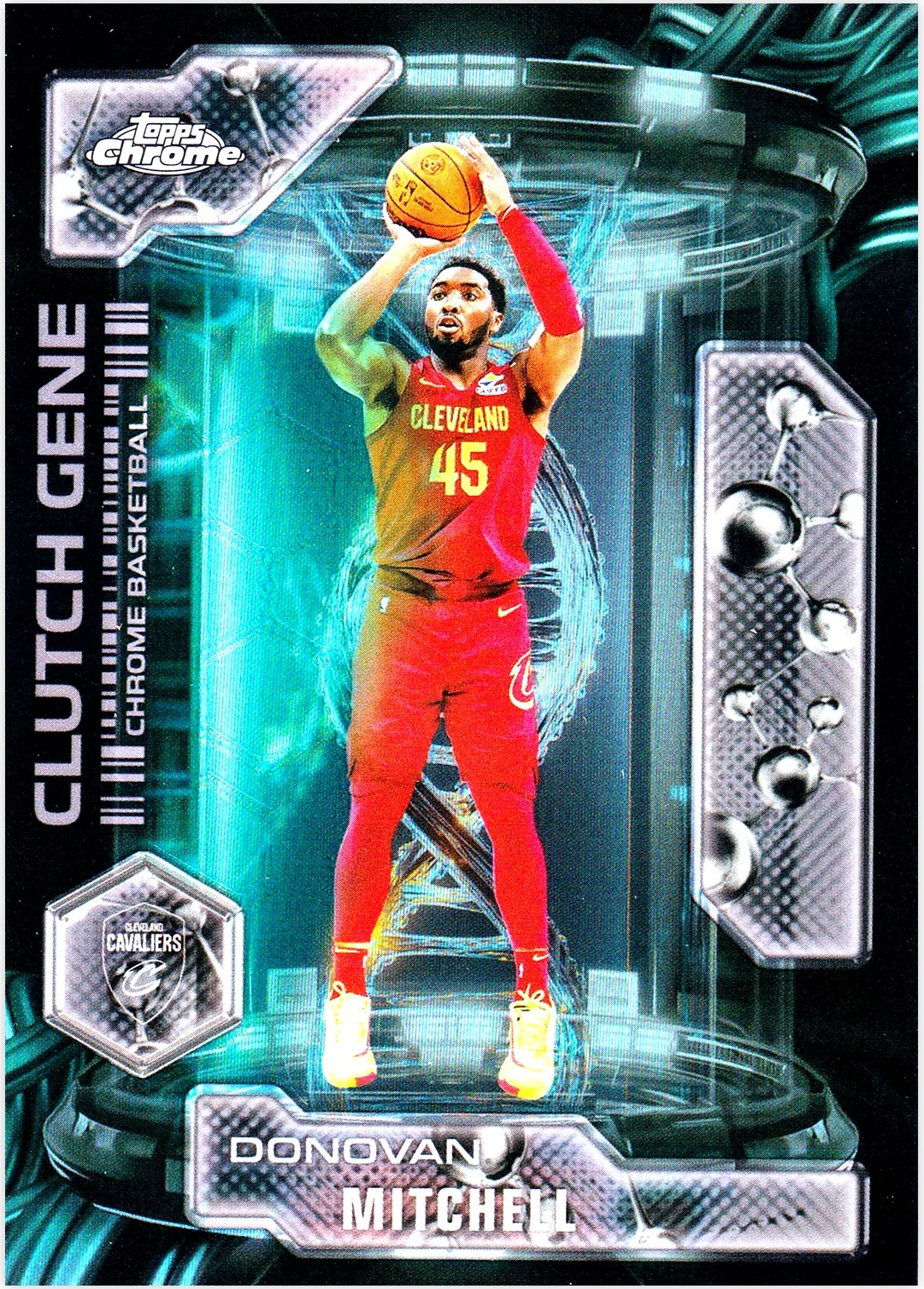 Donovan Mitchell 2025-26 Topps Chrome #CG-10 Clutch Gene Refractor basketball card - Front
