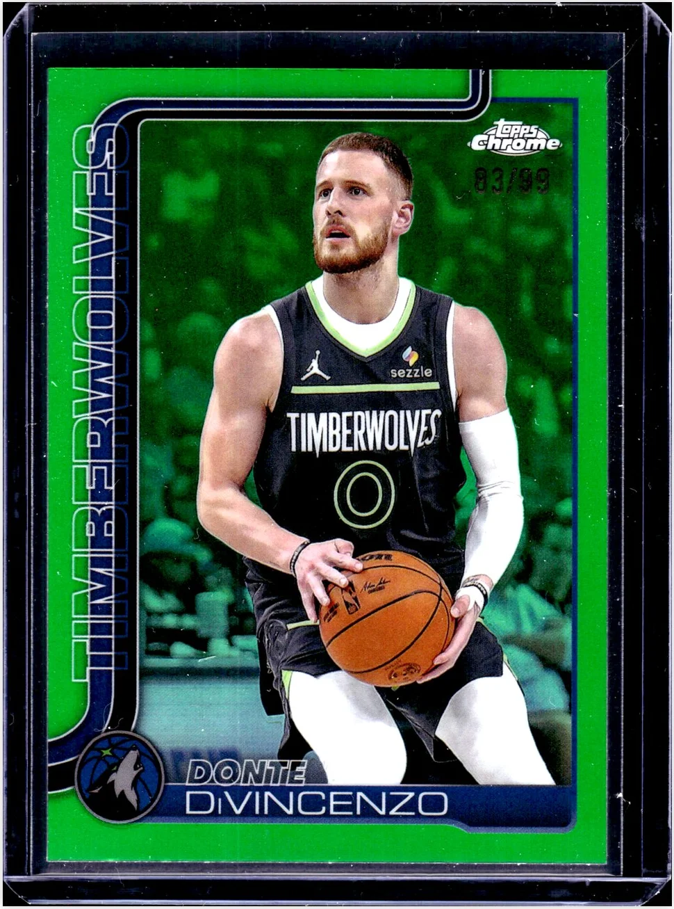 Donte DiVincenzo 2025-26 Topps Chrome #145 Green Refractor basketball card - Front