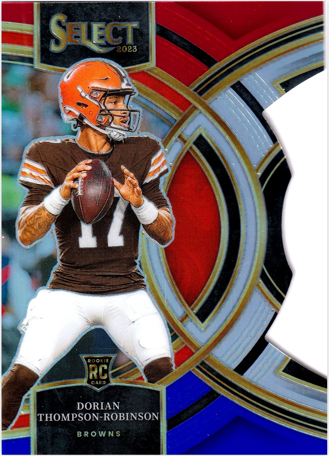 Dorian Thompson-Robinson Rookie Card 2023 Panini Select #134 Red and Blue Prizms Die Cuts football rookie card - Front