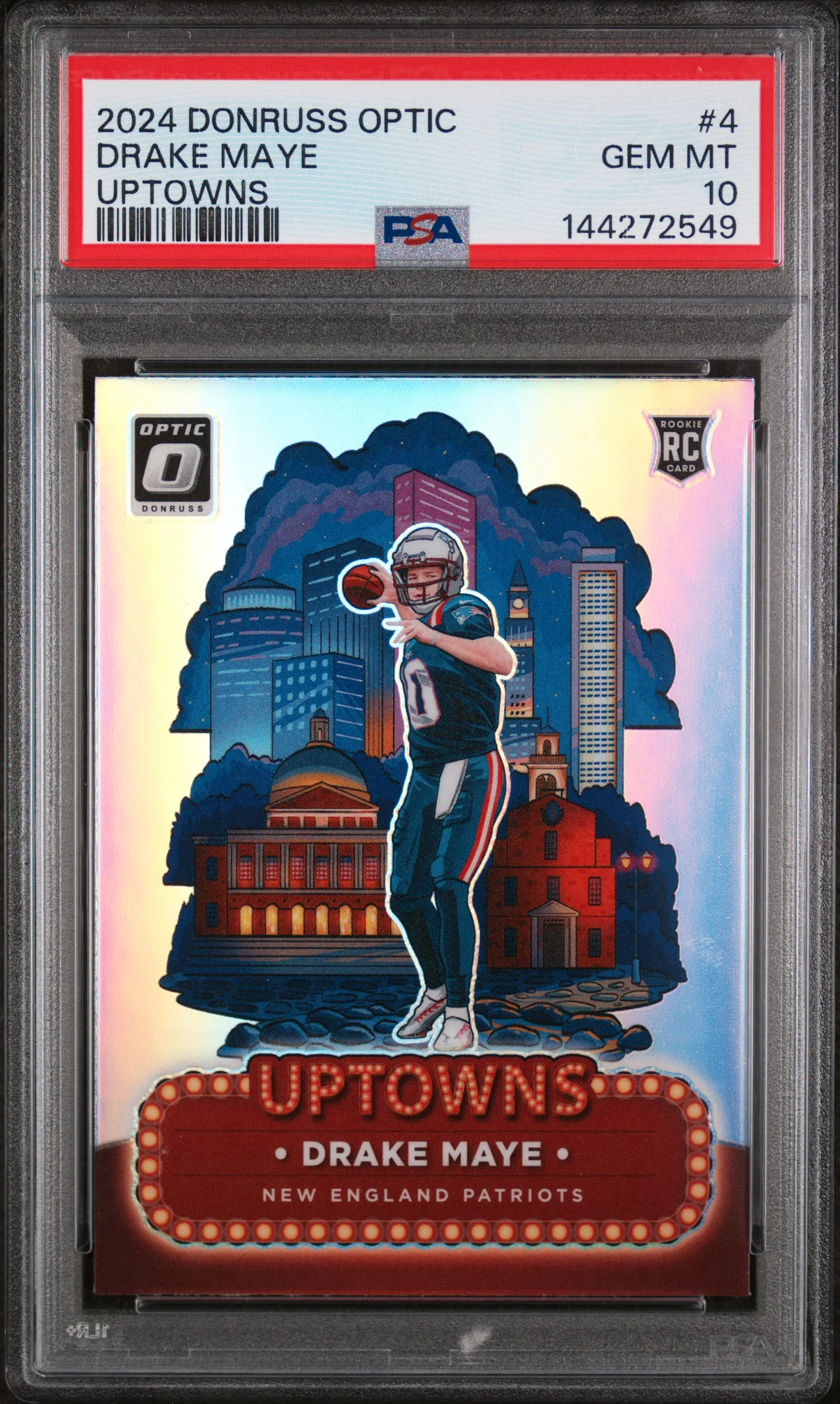 Drake Maye PSA 10 2024 Panini Donruss Optic Uptowns #4 Uptowns football card - Front