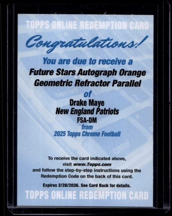 Drake Maye 2025 Topps Chrome Football card