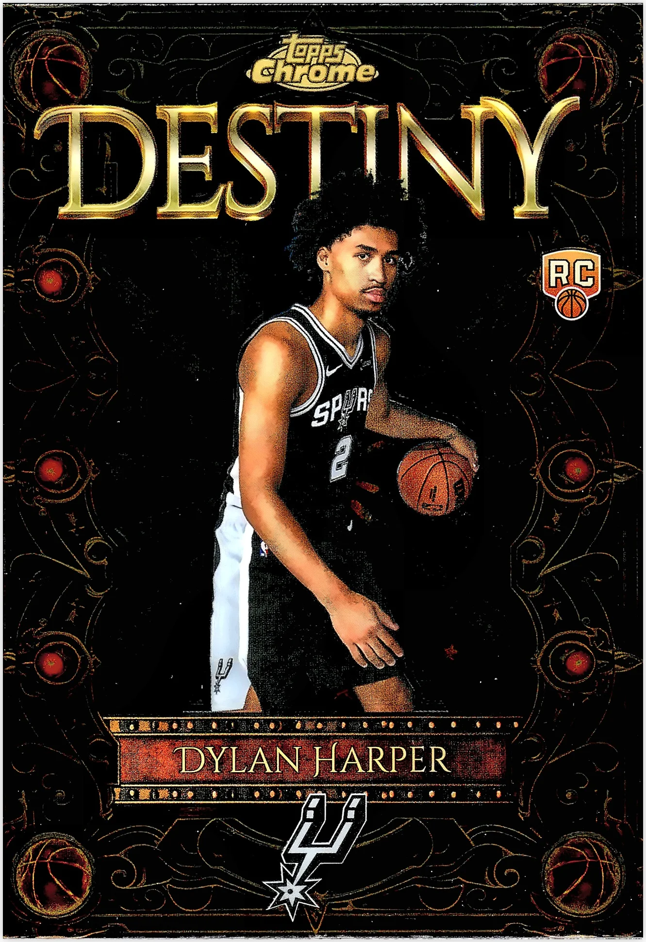 Dylan Harper 2025-26 Topps Chrome #D-2 Destiny Geometric Refractor basketball card - Front