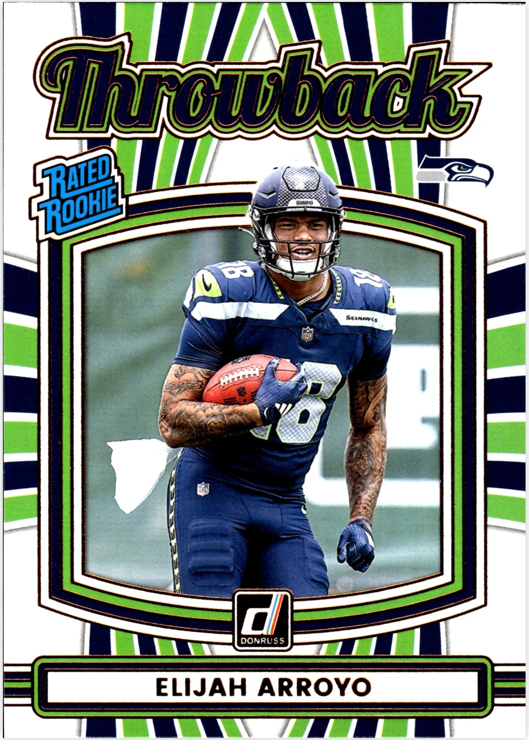 Elijah Arroyo 2025 Donruss #44 Rated Rookies Throwback football card - Front