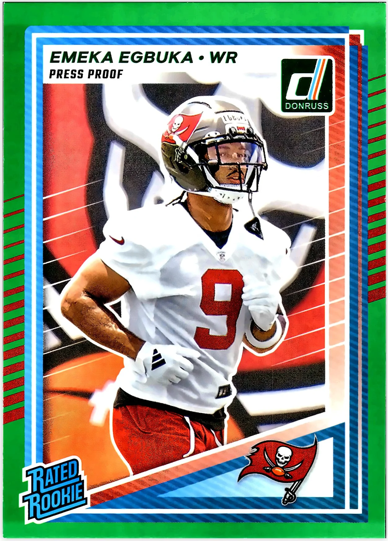 Emeka Egbuka Rookie Card 2025 Donruss #375 Press Proofs Green football rookie card - Front