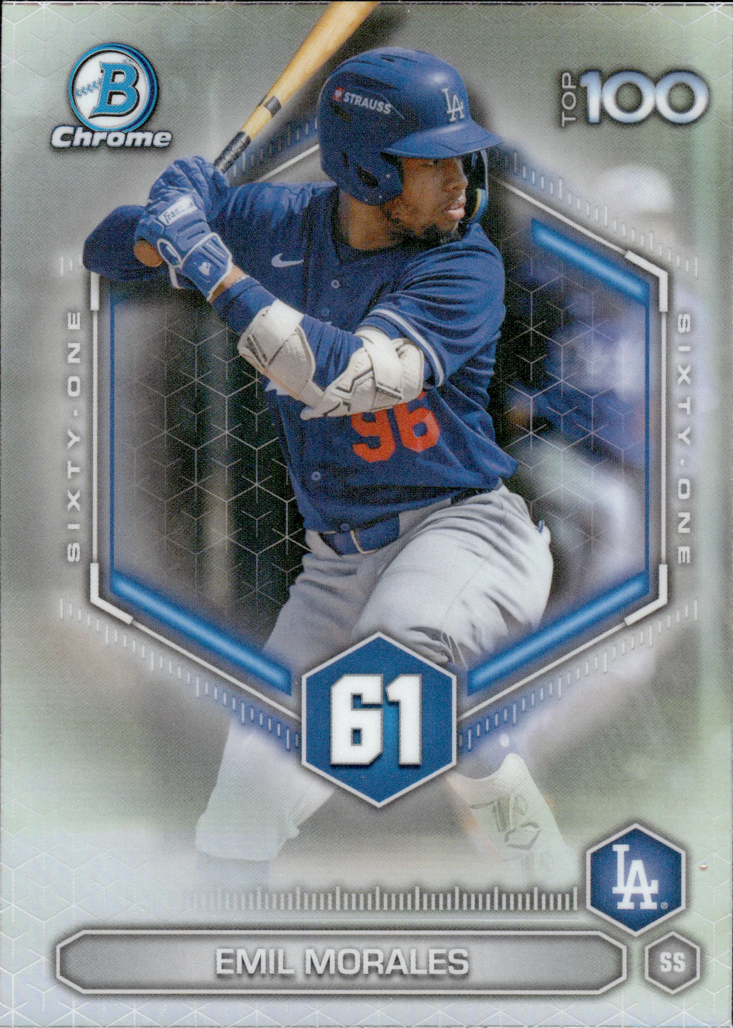 Emil Morales #BTP-61 2026 Topps Bowman Chrome Baseball Top 100 baseball card - Front