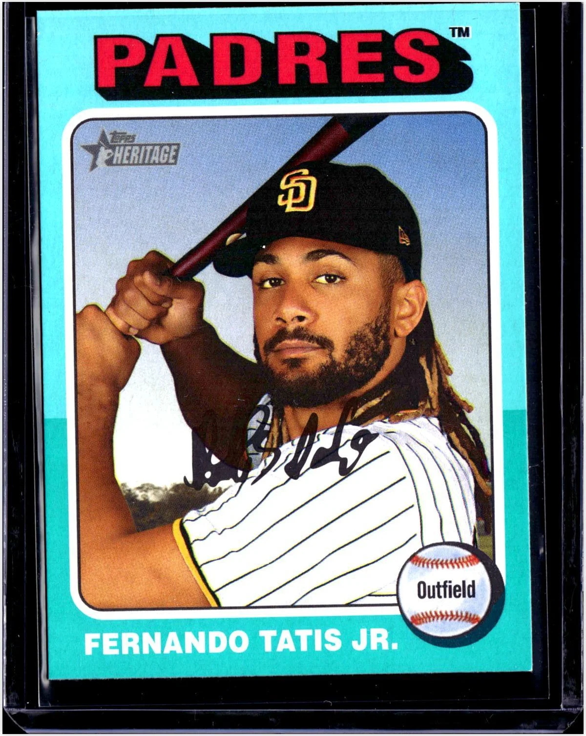 Fernando Tatis Jr. 2024 Topps Heritage #505 Aqua Border baseball card - Front