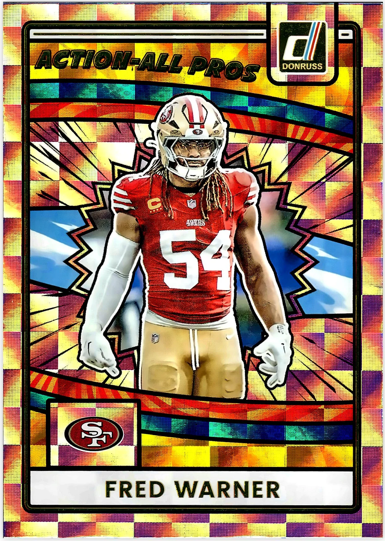 Fred Warner 2025 Donruss #AAP-FWA Action-All Pros football card - Front