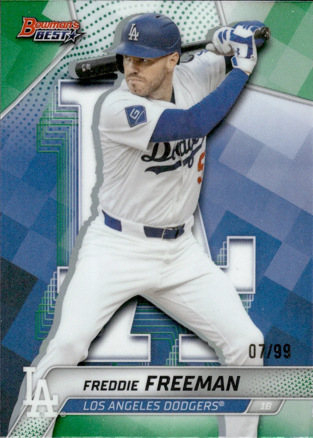 Freddie Freeman #52 Green Refractor /99 2025 Topps Bowman's Best Baseball baseball card - Front