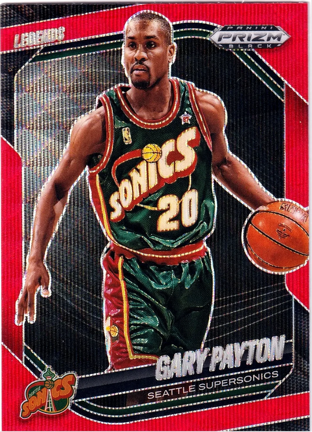 Gary Payton 2024-25 Panini Prizm Black #280 Ruby Wave basketball card - Front