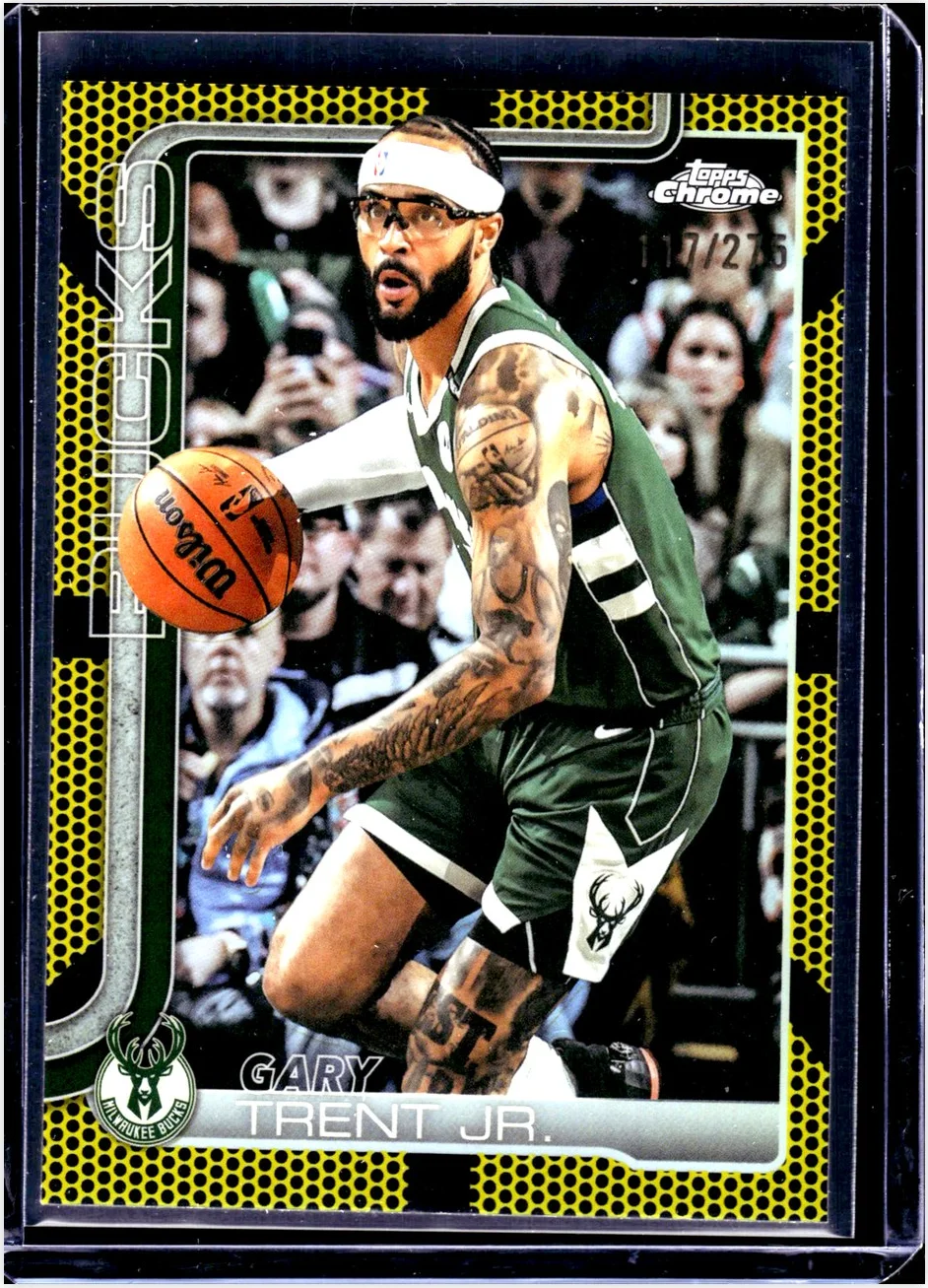 Gary Trent Jr. 2025-26 Topps Chrome #110 Yellow Basketball Refractor basketball card - Front