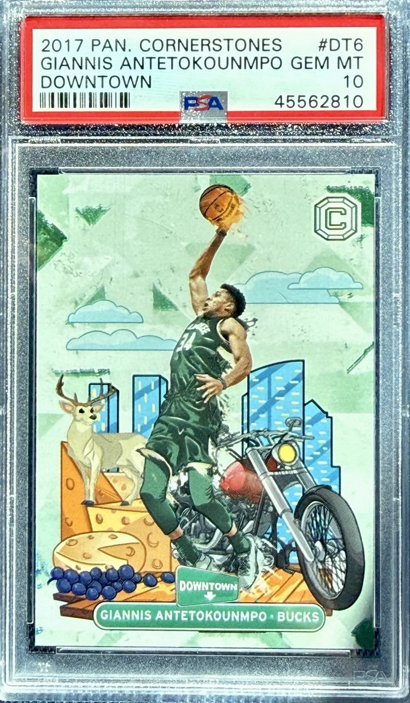 Giannis Antetokounmpo #DT6 2017-18 Panini Cornerstones Basketball Downtown PSA 10 front