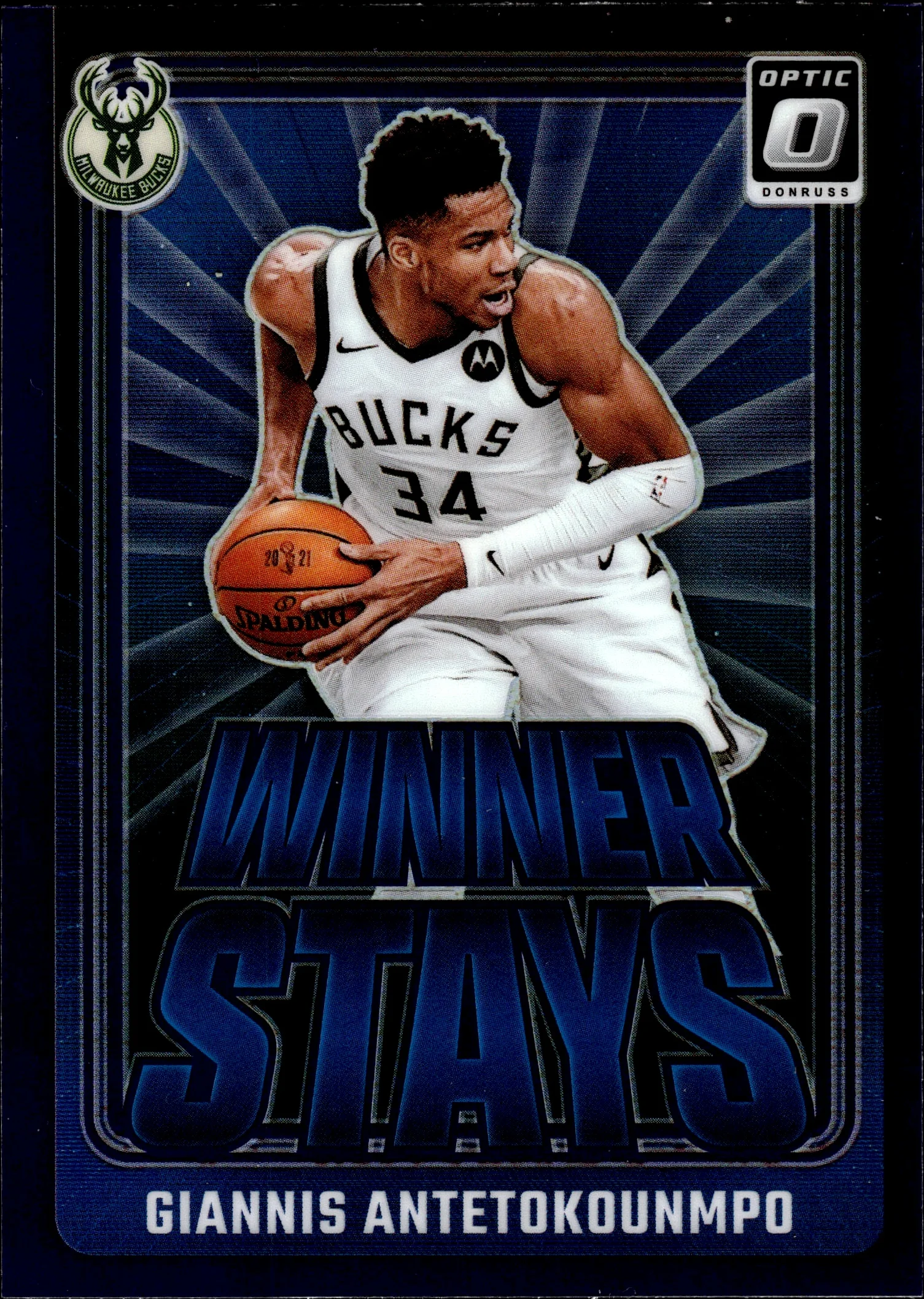 Giannis Antetokounmpo 2024-25 Donruss Optic #4 Winner Stays Purple basketball card - Front