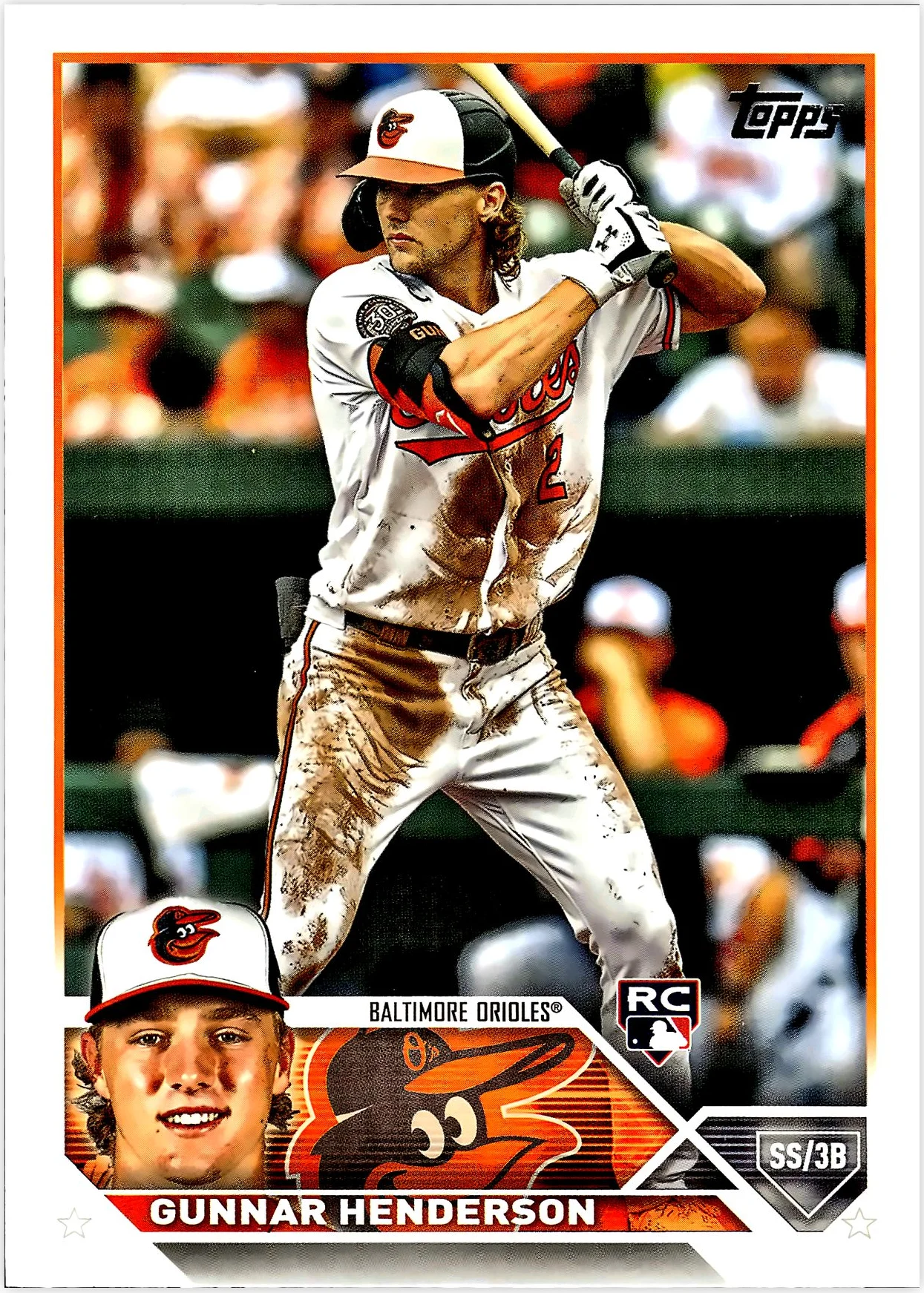 Gunnar Henderson Rookie Card 2023 Topps #206 baseball rookie card - Front