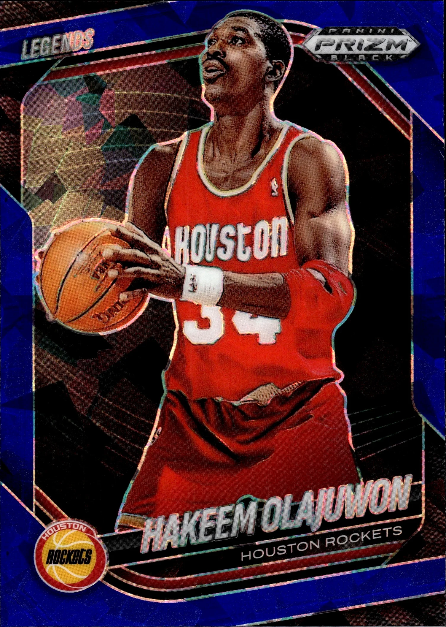 Hakeem Olajuwon 2024-25 Panini Prizm Black #286 Blue Ice basketball card - Front