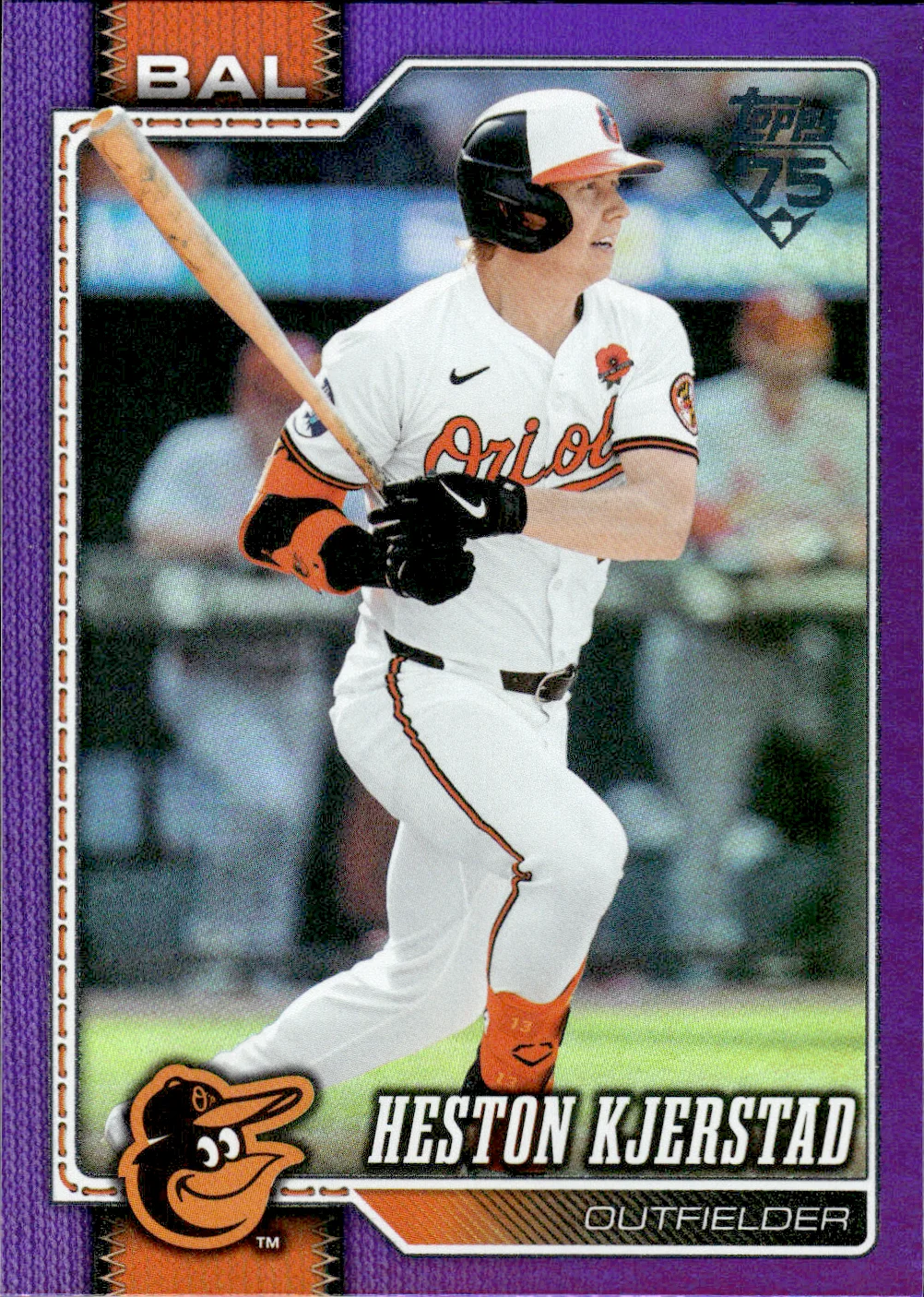 Heston Kjerstad #523 Purple Rainbow Foil /250 2026 Topps Series 2 Baseball baseball card - Front