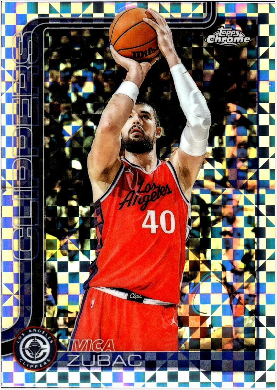 Ivica Zubac 2025-26 Topps Chrome #63 X-Fractor basketball card - Front