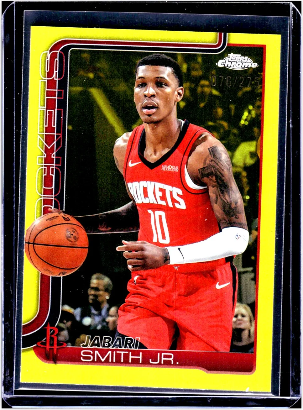 Jabari Smith Jr. 2025-26 Topps Chrome #62 Yellow Basketball Refractor basketball card - Front