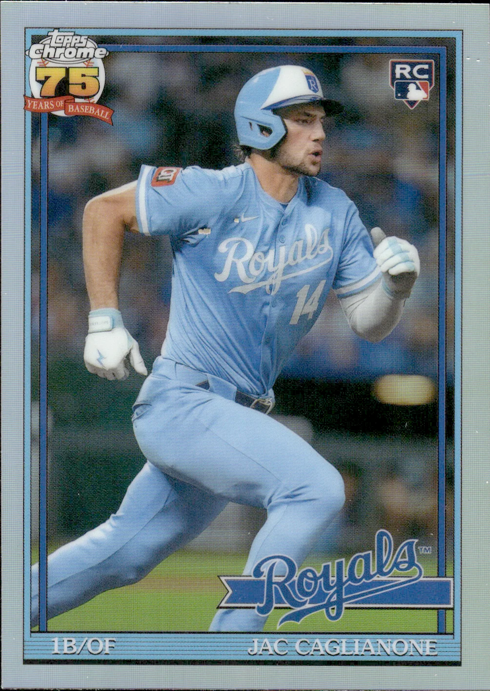 Jac Caglianone #91CGB-20 Rookie Card 2026 Topps Chrome Baseball 1991 Insert baseball rookie card - Front