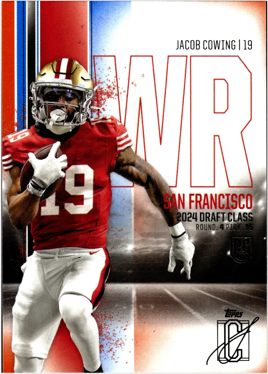 Jacob Cowing Rookie Card 2024 Topps Signature Class #176 Orange football rookie card - Front