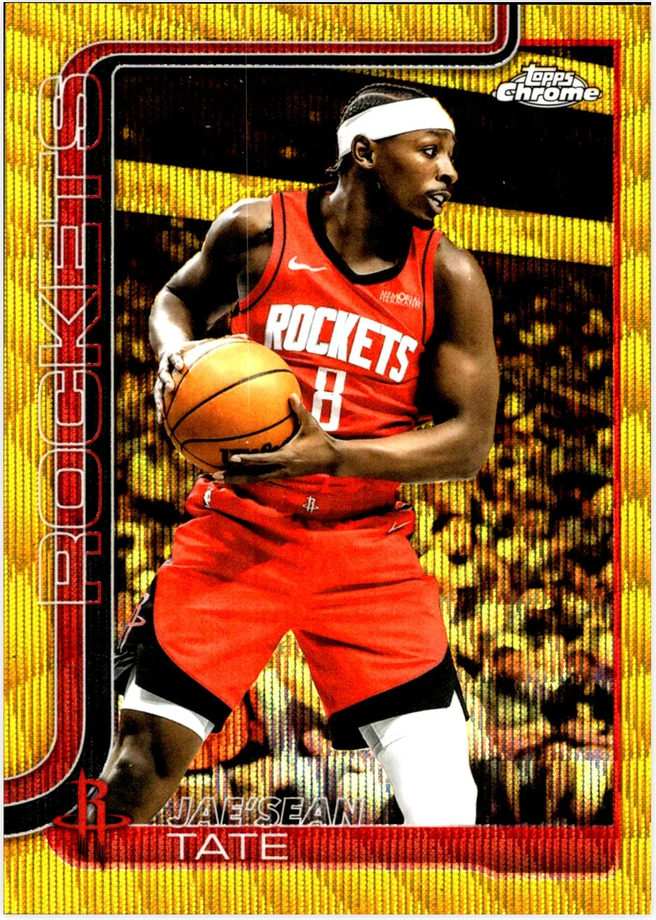 Jae'Sean Tate 2025-26 Topps Chrome #59 Gold Pulsar Refractor basketball card - Front