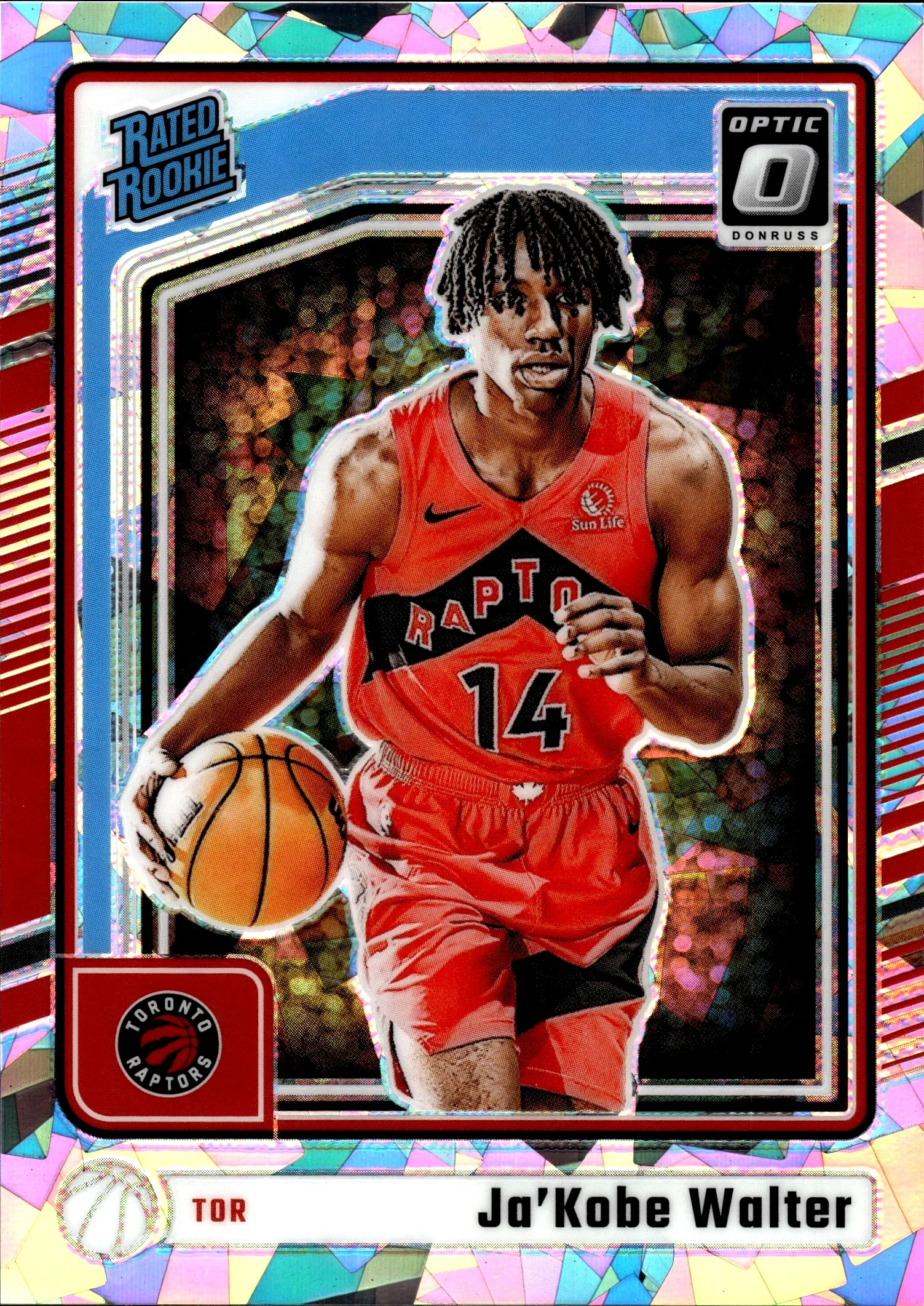 Ja'Kobe Walter 2024-25 Donruss Optic #283 Cracked Ice basketball rookie card - Front