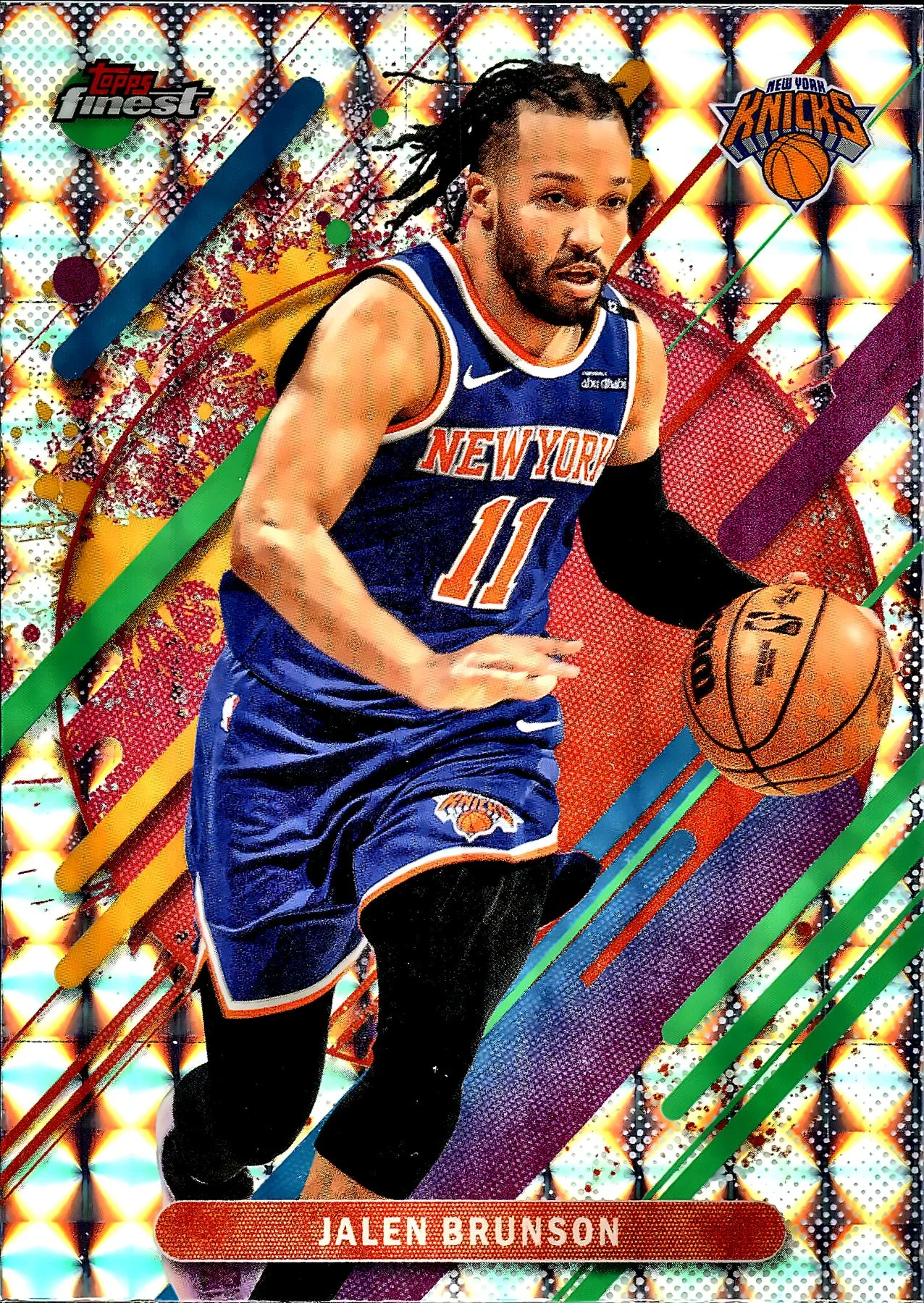 Jalen Brunson 2025-26 Finest #226 Geometric Refractor basketball card - Front