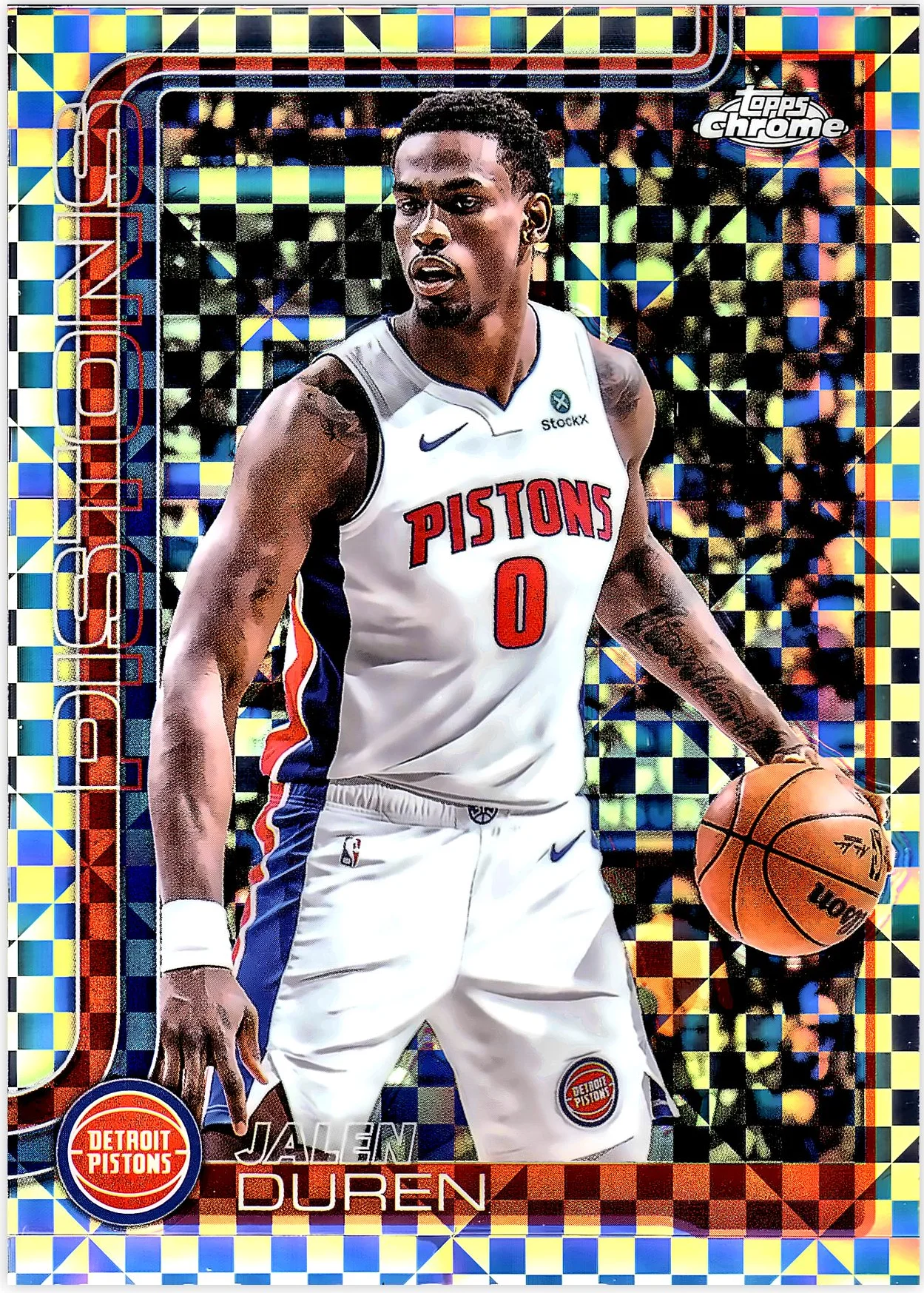 Jalen Duren 2025-26 Topps Chrome #57 X-Fractor basketball card - Front