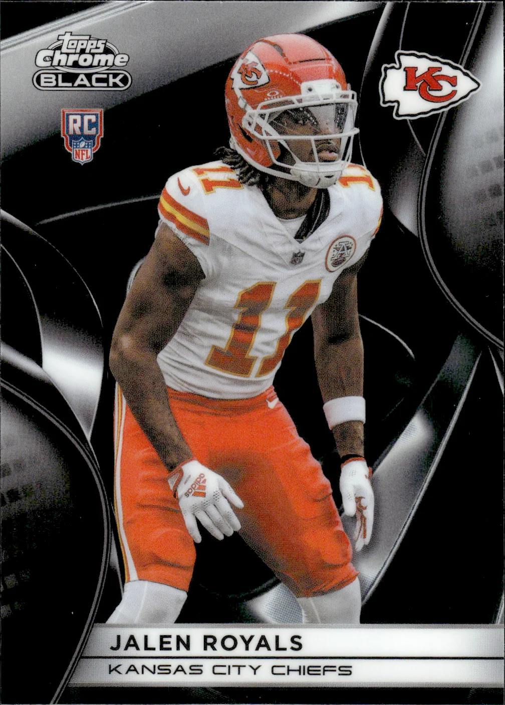 Jalen Royals #124 Rookie Card 2025 Topps Chrome Black Football football rookie card - Front