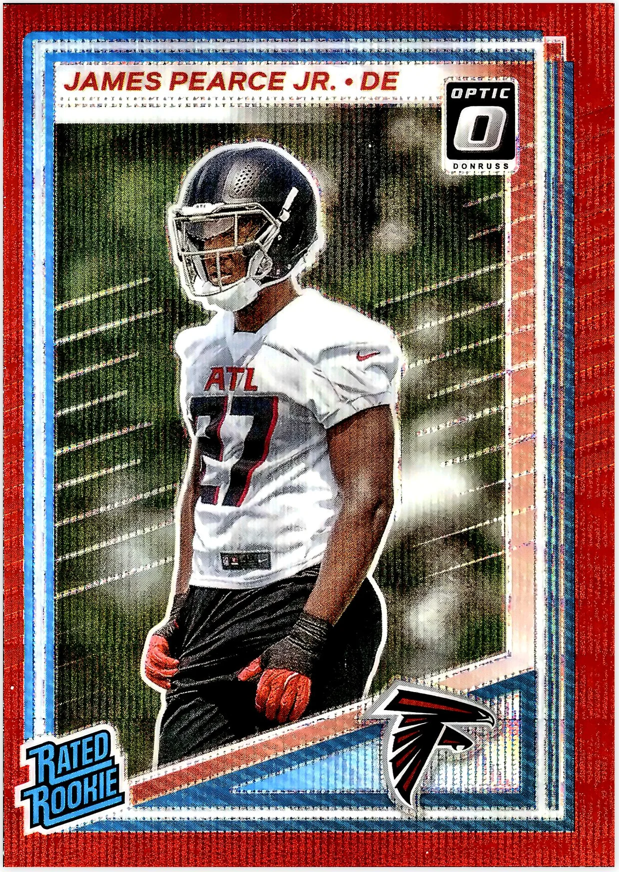 James Pearce Jr. 2025 Donruss #363 Optic Rated Rookies Preview Red Wave football rookie card - Front