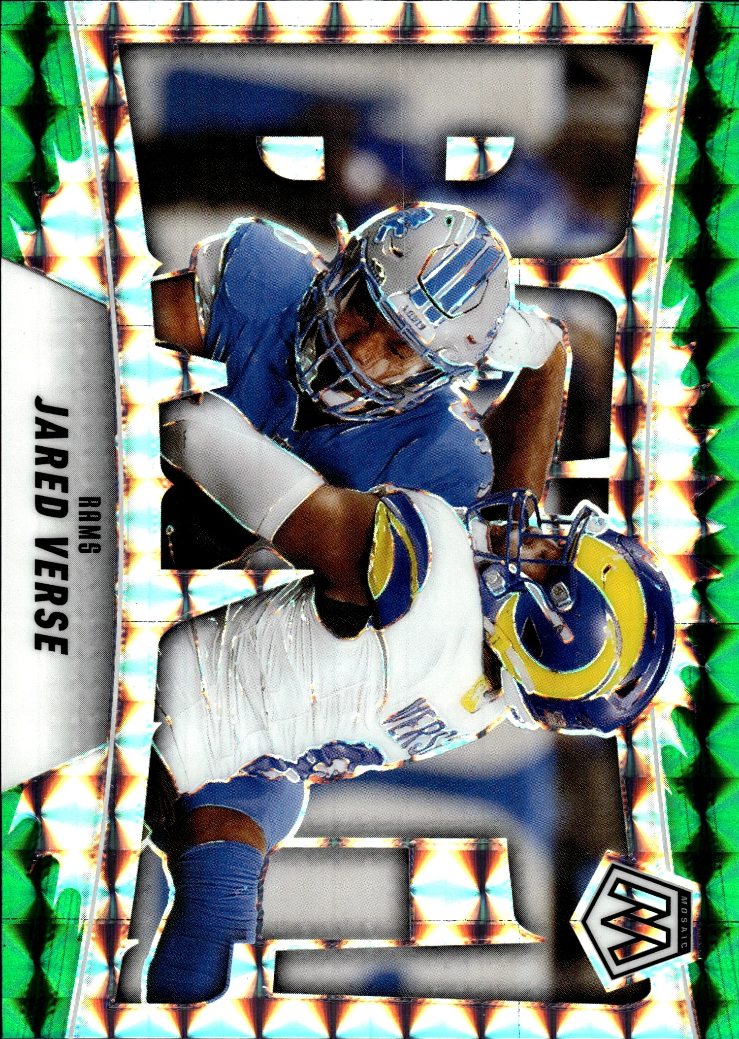 Jared Verse 2025 Panini Mosaic #2 Bang! Mosaic Green football card - Front