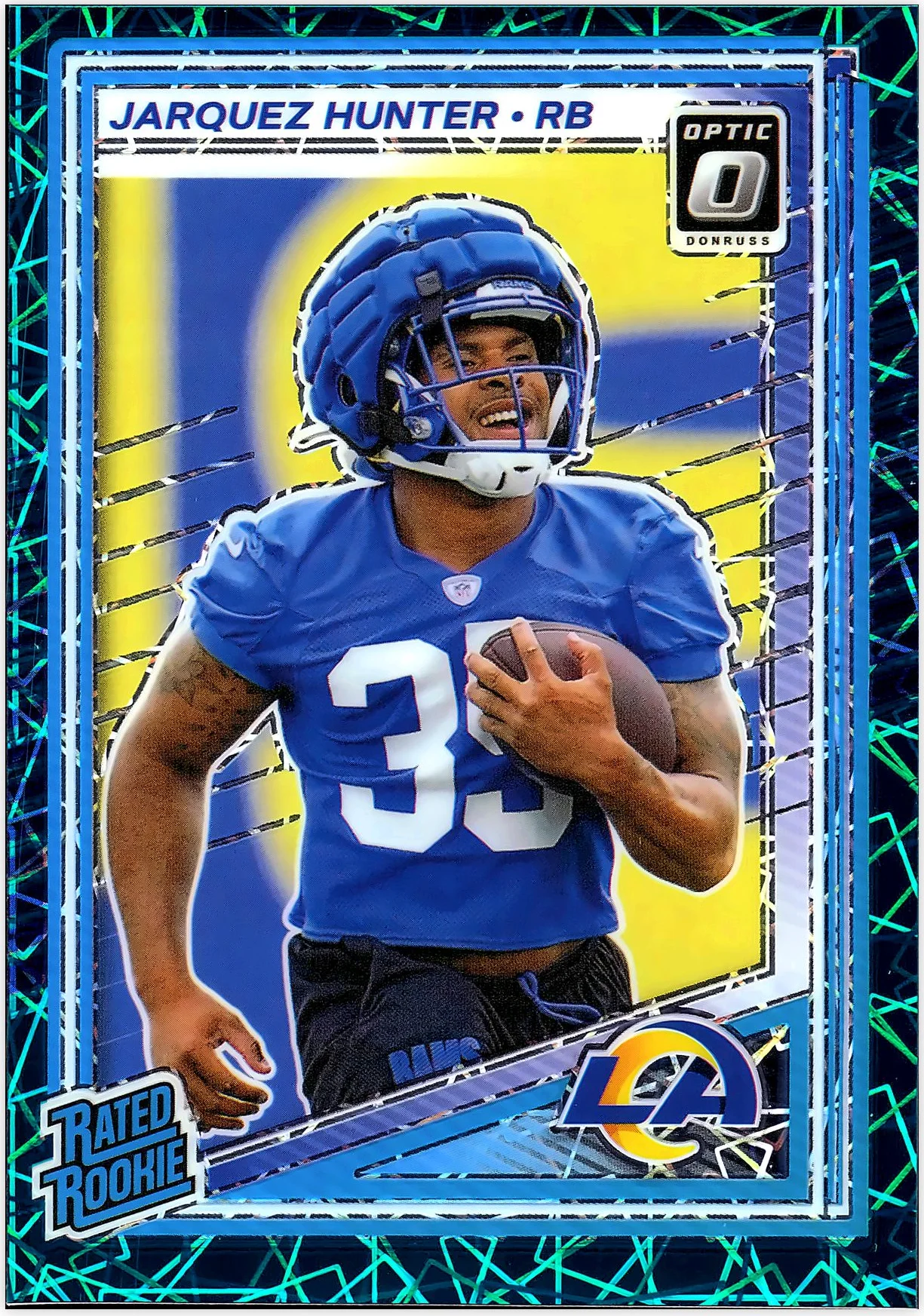 Jarquez Hunter 2025 Donruss Optic #292 Teal Velocity football rookie card - Front