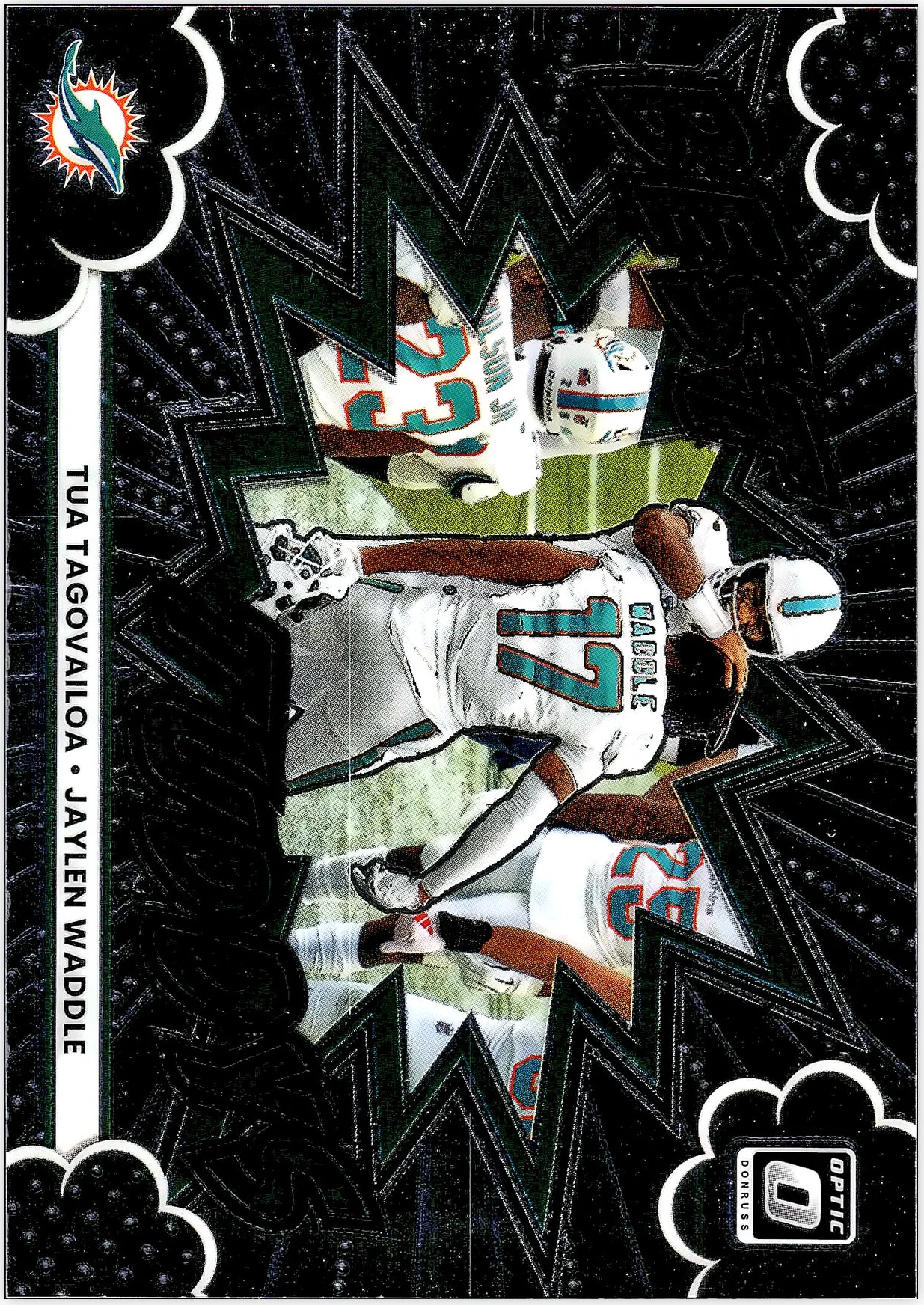 Jaylen Waddle/Tua Tagovailoa 2025 Donruss Optic #5 Best Tuddys football card - Front