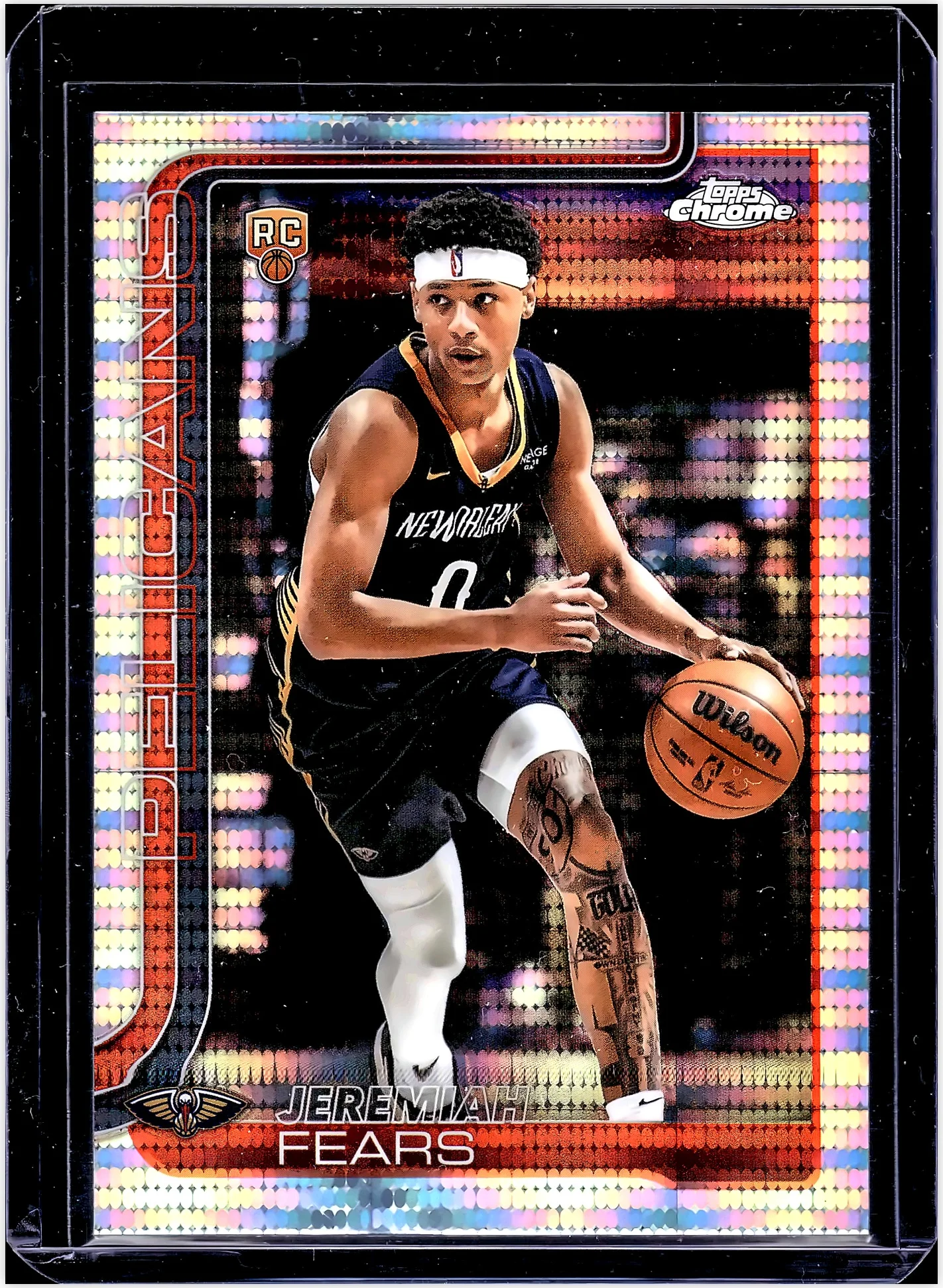Jeremiah Fears 2025-26 Topps Chrome #257 Pulsar Refractor basketball rookie card - Front