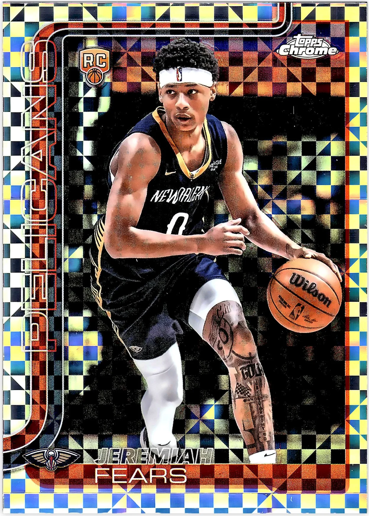 Jeremiah Fears 2025-26 Topps Chrome #257 X-Fractor basketball rookie card - Front