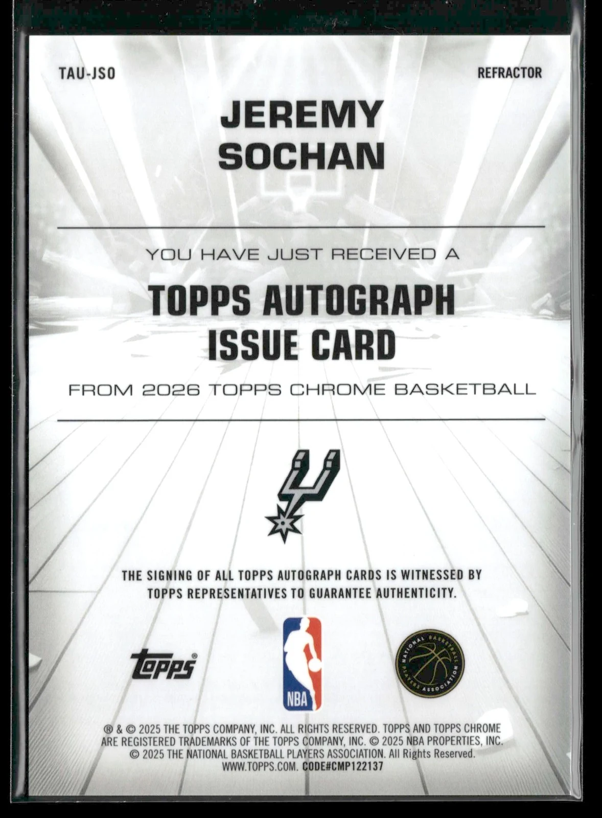 Jeremy Sochan 2025 Topps Chrome Basketball card